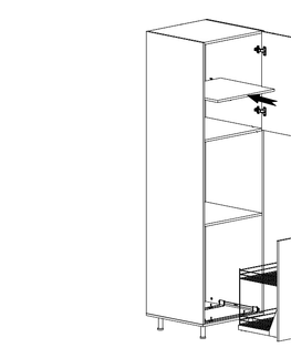 Kuchyňské linky MISAEL vysoká skříňka pro vestavnou troubu D60P pravá, korpus bílý, dvířka borovice andersen