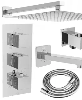Sprchy a sprchové panely MEXEN/S Cube DR02 podomítkový vanový SET s vytokovou hubicí + slim sprcha 30 cm, chrom 77503DR0230-00