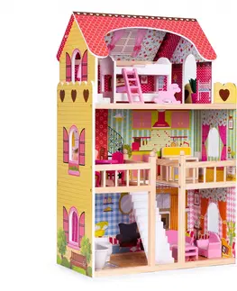 Domečky pro panenky Dřevěný patrový domek pro panenky Lila Ecotoys