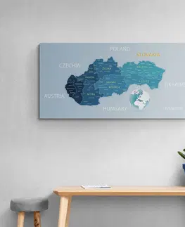 Obrazy na korku Obraz na korku elegantní mapa Slovenska v modrém