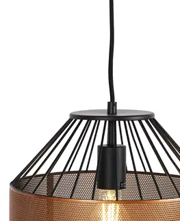 Zavesna svitidla Designová závěsná lampa měděná s černou 30 cm - Mariska