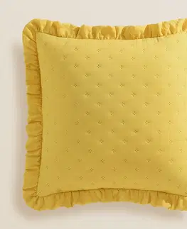 Dekorační povlaky na polštáře Romantický povlak na polštář MOLLY v hořčicově žluté barvě 45 x 45 cm