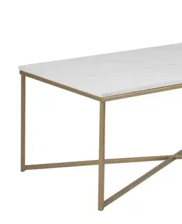 Konferenční stolky Actona Konferenční obdélníkový stolek Alisma mramor bílý/mosaz