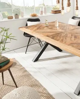Designové a luxusní jídelní stoly Estila Industriální luxusní jídelní stůl Frida hnědý 200 cm z masivního dřeva