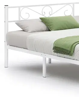 Postele SONGMICS Kovový rám postele 190x140 cm Vasagle Dramatico bílý