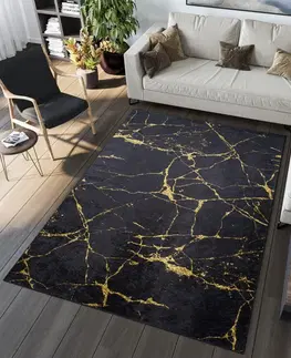 Moderní koberce Tmavý moderní koberec s mramorovým vzorem Šířka: 80 cm | Délka: 200 cm