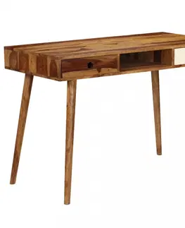 Pracovní stoly Psací stůl 110x55 cm bílá / hnědá Dekorhome