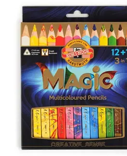 Hračky KOH-I-NOOR - Pastelky trojhranné  "MAGIC 3408" s vícebarevným tuhou sada 12 + 1 ks