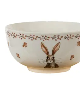 Mísy a misky Porcelánová miska Rustic Easter Bunny - Ø 14*7 cm / 0.5 L Clayre & Eef REBBO