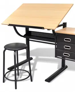 Dětské stoly a židle Náklopný kreslicí stůl s židlí a zásuvkami Dekorhome