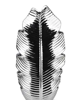 Dekorativní vázy Mondex Keramická váza LEAF 35 cm stříbrná