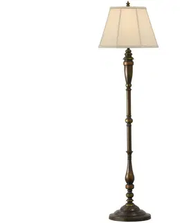 Lampy Elstead Feiss FE-LINCOLNDALE-FL - Stojací lampa LINCOLNDALE 1xE27/60W/230V bronz/béžová 