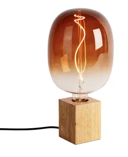 Stolni lampy Venkovská stolní lampa přírodní dřevo včetně LED G170 - Bloc