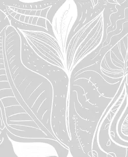Tapety příroda Tapeta magické listy v šedém provedení