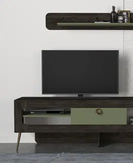 Obývací stěny a sestavy nábytku Televizní stěna MILANDRA černá zelená