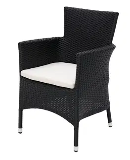 Zahradní židle a křesla DEOKORK Ratanové křeslo stohovatelné MODENA s polstrem (černá)