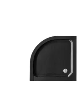 Sprchové vaničky HOPA Set kout ZARYA BLACK + vanička ALEX STONE EFFECT BARVA rámu Černá, Rozměr A 80 cm, Rozměr B 80 cm, Výplň Čiré bezpečnostní sklo 5 mm OLBZAAL80B