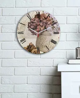 Nástěnné hodiny Dekorativní nástěnné hodiny KVĚTY MDF