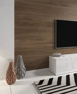 TV stolky Vivaldi TV stolek Slant s LED osvětlením 160 cm bílý mat/bílý lesk