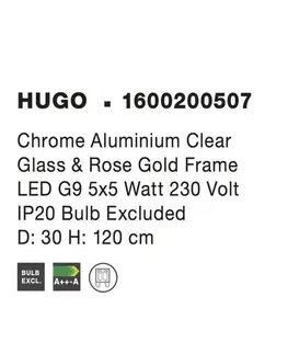 Designová závěsná svítidla NOVA LUCE závěsné svítidlo HUGO chromovaný hliník čiré sklo a růžový zlatý rám G9 5x5W IP20 bez žárovky 1600200507