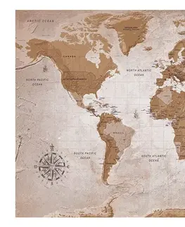 Tapety Samolepicí tapeta mapa v odstínech hnědé barvy - Oriental Travels