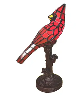 Svítidla Stolní lampa Tiffany Red Parrot - 15*12*33 cm E14/max 1*25W Clayre & Eef 5LL-6102R