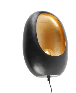 Nastenna svitidla Designové nástěnné svítidlo černé se zlatým vnitřkem 46 cm - Cova