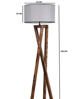Svítidla Opviq Stojací lampa Macka 166 cm hnědá/lesklá šedá
