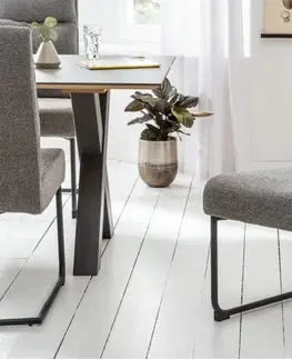 Luxusní jídelní židle Estila Industriální židle Galle s tmavě šedým čalouněním a kovovou konstrukcí
