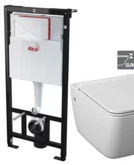 WC sedátka ALCADRAIN Sádromodul předstěnový instalační systém bez tlačítka + WC JIKA PURE + SEDÁTKO DURAPLAST AM101/1120 X PU1