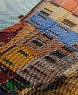 Obrazy města Obraz pastelové domečky v městečku