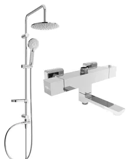 Sprchy a sprchové panely MEXEN/S Carl sprchový sloup včetně sprchové termostatické baterie Cube, chrom 77910240-00