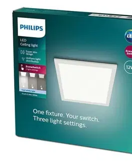 LED stropní svítidla LED Stropní přisazený panel Philips Superslim Touch CL560 8719514326668 12W 1200lm 4000K IP20 30cm bílý, 3-krokové stmívání