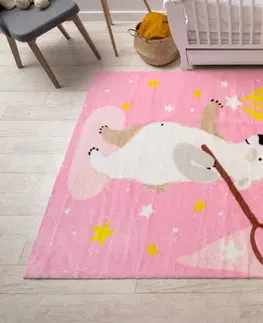 Koberce a koberečky Dywany Lusczow Dětský koberec WHITE BEER růžový, velikost 120x170