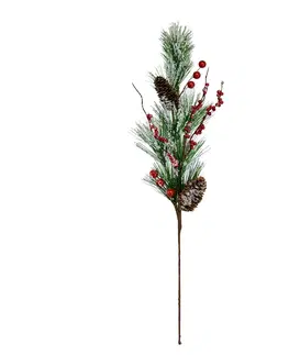 Vánoční dekorace Umělá větvička borovice s dekorací, 75 cm