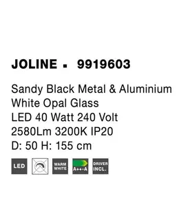 Designová závěsná svítidla NOVA LUCE závěsné svítidlo JOLINE černý kov a hliník bílé opálové sklo LED 40W 240V 3200K IP20 9919603