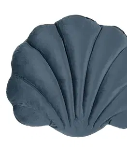 Dekorační polštáře Tmavě modrý polštář ve tvaru mušle Frona - 38*48 cm Clayre & Eef KG033.007BL