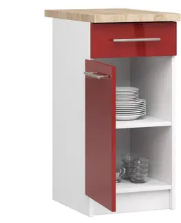 Kuchyňské dolní skříňky Ak furniture Kuchyňská skříňka Olivie S 40 cm 1D 1S bílo-červená