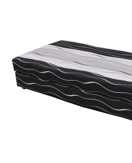 Postele Černo-bílo-šedá čalouněná postel NEJBY 90x198 cm