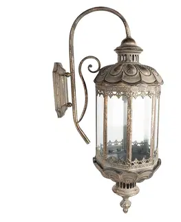 Svítidla Zlatá antik nástěnná kovová lampa ve tvaru lucerny Milia - 29*23*65 cm E14/max 1*60W Clayre & Eef 5LMP660