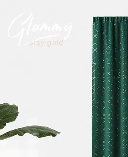 Skandinávské hotové závěsy Tmavě zelené dekorační závěsy se zavěšením na kolíčky 140x250 cm