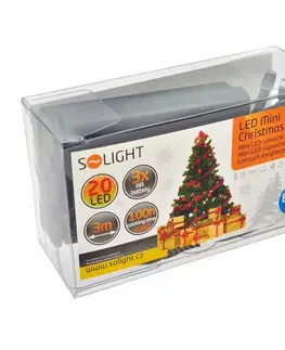 LED osvětlení na baterie Solight LED vánoční řetěz, 3m, 20xLED, 3x AA, modré světlo, zelený kabel 1V50-B