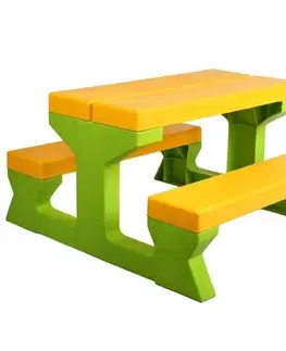 Hračky na zahradu Star Plus Dětský zahradní stůl a lavičky, zelená/žlutá