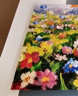 Obrazy květů 5-dílný obraz olejomalba luční květiny