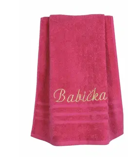 Ručníky Dárkový ručník, Babička, růžový, 50 x 95 cm