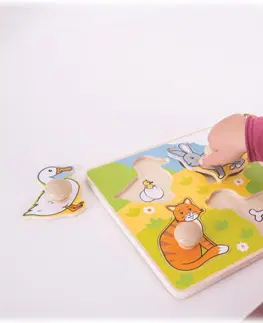 Dřevěné hračky Bigjigs Toys Vkládací puzzle domácí zvířátka RETU vícebarevné