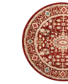 Kulaté a oválné koberce Kulatý vintage koberec v červené barvě