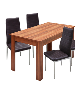 Jídelní sety Jídelní stůl rozkládací GHAMUBAR + 4 židle SNAEFELL, hnědá