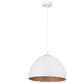 Svítidla  Lustr na lanku DIAMENT 1xE27/60W/230V pr. 35 cm bílá/měděná 