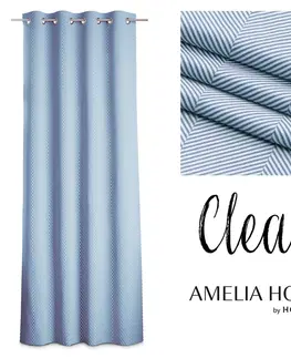 Záclony Závěs AmeliaHome Clear s průchodkami 140x250 modrý/bílý